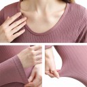 Dame termoundertøj Sæt trøje med lange ærmer og leggings Ribbet strik Universel størrelse 40–65 kg Til vinter 3