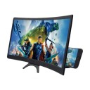 Zakřivená lupa na displej mobilu 12 palců 26 x 16 cm Zvětšovač obrazovky s držákem telefonu Pro sledování filmů a videí 9