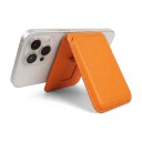 Sæt med 2 stk magnetiske tegnebøger til kort til MagSafe med skjult foldestativ Læder Orange til iPhone 13 14 og 15 3