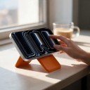 Sæt med 3 stk magnetiske kortpunge til MagSafe med skjult foldestativ i læder til iPhone 13, 14 og 15 5
