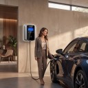 Wallbox Typ 2 7,2 kW 32 A 1-phasige Ladestation mit 5 m Kabel, WiFi-App und RFID, LCD-Display, Silber-Schwarz, Heimladen 2