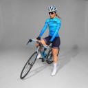 Ladies' Cycling Set Long Sleeve Jersey and Shorts Fitted Elastic Fit Zip Polyester and Spandex Turquoise with Leopard Pattern 4