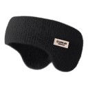 Faixa de Inverno com Orelhas de Peluche Malha Canellada Circunferência 48 cm Poliéster Elástico de Duas Camadas Para Passeios e Esqui 4