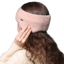 Faixa de Inverno com Orelhas de Peluche Malha Canellada Circunferência 48 cm Poliéster Elástico de Duas Camadas Para Passeios e Esqui 13