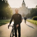 Men's Sleeveless Cycling Gilet Full Length Zip Stand-Up Collar Fitted Cut Polyester with Nylon and Elastane Black 7