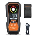 Vægdetektor POROMETISTO DSF02 6v1 med LCD-display og opladning via USB-C, metal detektion op til 120 mm og ledninger op til 50 mm, orange-sort 3