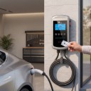 Wallbox Ladegerät für Elektroautos Typ 2 22 kW 32 A 3-phasig 4,3 Zoll LCD-Display WiFi-App und RFID Kabel 5 m Silber-Schwarz 2