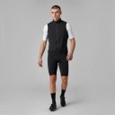 Men's Sleeveless Cycling Gilet Full Length Zip Stand-Up Collar Extended Back with Mesh Elastic Hem Nylon 6