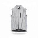 Men's Sleeveless Cycling Gilet Reflective Material Chest and Side Zip Pockets Stand-Up Collar Mesh Lining Polyester Grey 1