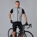 Men's Sleeveless Cycling Gilet Reflective Material Chest and Side Zip Pockets Stand-Up Collar Mesh Lining Polyester Grey 2