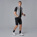 Men's Sleeveless Cycling Gilet Reflective Material Chest and Side Zip Pockets Stand-Up Collar Mesh Lining Polyester Grey 3