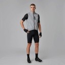 Men's Sleeveless Cycling Gilet Reflective Material Chest and Side Zip Pockets Stand-Up Collar Mesh Lining Polyester Grey 4