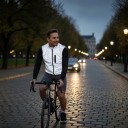 Men's Sleeveless Cycling Gilet Reflective Material Chest and Side Zip Pockets Stand-Up Collar Mesh Lining Polyester Grey 9
