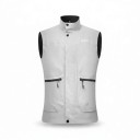 Men's Sleeveless Cycling Gilet Reflective Material Zip with Placket and Press Studs Two Zip Pockets Stand-Up Collar Polyester Grey 1