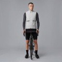 Men's Sleeveless Cycling Gilet Reflective Material Zip with Placket and Press Studs Two Zip Pockets Stand-Up Collar Polyester Grey 2