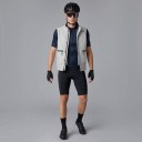 Men's Sleeveless Cycling Gilet Reflective Material Zip with Placket and Press Studs Two Zip Pockets Stand-Up Collar Polyester Grey 3