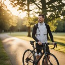 Men's Sleeveless Cycling Gilet Reflective Material Zip with Placket and Press Studs Two Zip Pockets Stand-Up Collar Polyester Grey 6
