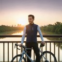 Men's Sleeveless Cycling Gilet Full-Length Zip High Collar Quilted Sections Elastic Hem Polyester 8
