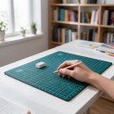 Dobbelt-sidet skæreunderlag A4 30 x 22 cm med en tykkelse på 3 mm selvhelende overflade af PVC mørkegrøn med gitter til papirskæring og kreativitet 4
