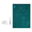 Sæt med A4 skæremåtte 30 x 22 cm med hobbykniv og dobbeltklæbende tape, 3 mm PVC mørkegrøn til papir og modelbyggeri 1