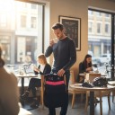 Men's Sleeveless Cycling Gilet Full-Length Zip Stand-Up Collar Extended Back Stretch Hem Polyester Black with Pink Stripe 5