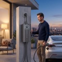 Tragbare Ladestation für Elektrofahrzeuge Typ 2 7,4 kW 32 A 1-phasig Kabel 5 m Geplantes Laden Wasserdicht IP65 CEE-Stecker Schwarz 3