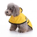 Dog Raincoat with Hood Reflective Stripes Adjustable Belly Strap Waterproof and Windproof Yellow for Small and Medium Dogs 1