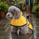 Dog Raincoat with Hood Reflective Stripes Adjustable Belly Strap Waterproof and Windproof Yellow for Small and Medium Dogs 2