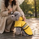 Dog Raincoat with Hood Reflective Stripes Adjustable Belly Strap Waterproof and Windproof Yellow for Small and Medium Dogs 9