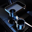 Rozšiřovač držáku nápojů do auta se stolkem 25 x 16 cm výška 15,8 cm otočný o 360° s otvorem na kelímek ABS černý tác na jídlo a pití 3