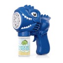 Pistola eléctrica de burbujas Dinosaurio 6 orificios y luces LED 13,8 x 6,8 x 16,1 cm Funciona con baterías AA Para niños a partir de 3 años 1