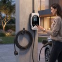 Tragbare Ladestation für Elektrofahrzeuge Typ 2 22 kW 32 A 3-phasig WiFi-App Kabel 5 m CEE-Stecker IP66 Schwarz-Weiß Wandmontage möglich 3