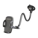 Držák na telefon do auta s přísavkou Ohebný husí krk 30 cm Rameno ze slitiny 21 cm Otočný o 360° Černý Na čelní sklo i palubní desku 1