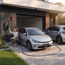 Tragbare Ladestation für Elektroautos Typ 2 11 kW 16 A 3-phasig Kabel 5 m Ladeplanung LCD-Display CEE-Stecker IP65 Schwarz 4
