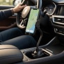 Držák na mobil do držáku nápojů v autě Ohebné rameno husí krk Univerzální kolébka s bočními čelistmi Plast Černý Pro navigaci a hovory 4