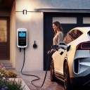 Wallbox Ladegerät für Elektroautos Typ 2 22 kW 32 A Dreiphasig LCD-Display 4,3 Zoll Wi-Fi App und RFID Kabel 5 m Weiß-Schwarz Wandmontage 2