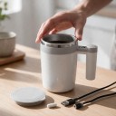 Cana autoamestecătoare 8,5 x 14,8 cm pentru 400 ml din oțel inoxidabil cu afișaj de temperatură și încărcare magnetică pentru cafea și lapte 4