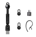 Trådlösa handsfree hörlurar med mikrofon för samtal och musikuppspelning Bluetooth 5.0 Räckvidd 10 m USB-laddare USB-C-adapter Svart 2