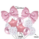 14 buc Seta de baloane de aniversare 30,4 cm Baloane din latex rozii și albe + stele din folie 45,7 cm și fundă 83 × 105 cm Decorațiuni 2