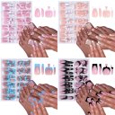 144 pcs conjunto de unhas francesas para mãos e pés formato quadrado unhas artificiais acrílicas brilhantes 12 tamanhos manicure e pedicure completas 3