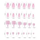 144 pcs conjunto de unhas francesas para mãos e pés formato quadrado unhas artificiais acrílicas brilhantes 12 tamanhos manicure e pedicure 5