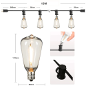 15 m Light Chain with 25 E12E Sockets IP44 Waterproof 1W Bulbs Warm White 2200K AC 220V Male and Female Connector Outdoor Decoration 4