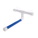 Sittpinne för fåglar med två sugkoppar för väggar och glas Vit plast hållare med blå pinne för sittande Montering utan borrning Mått 24 x 10 cm 1