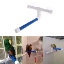 Sittpinne för fåglar med två sugkoppar för väggar och glas Vit plast hållare med blå pinne för sittande Montering utan borrning Mått 24 x 10 cm 2