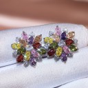 Kvinnors örhängen blomma med stenar 7