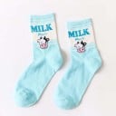 Dámské ponožky s nápisem MILK a veselým obrázkem Vyšší ponožky nad kotník ve stylu krabice od mléka Bavlna Velikost EUR 34–42 1 pár 1