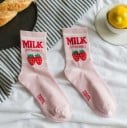Dámské ponožky s nápisem MILK a veselým obrázkem Vyšší ponožky nad kotník ve stylu krabice od mléka Bavlna Velikost EUR 34–42 1 pár 4