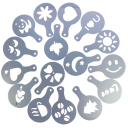 16 pezzi stencil in plastica per cappuccino 13 x 8,3 cm Stencil decorativi per caffè zucchero a velo cacao cannella Stencil Barista per latte art 1