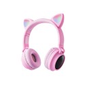 Bluetooth hörlurar över öronen med kattöron och LED-belysning Slot för Micro SD-kort Musik- och samtalskontroll Frekvens 20 Hz till 22 kHz 5