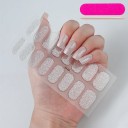 16Tips autocolantes de gel semi-curados brilhantes para unhas em cores sólidas verniz de gel UV LED de longa duração cobertura total decoração de nail art 4
